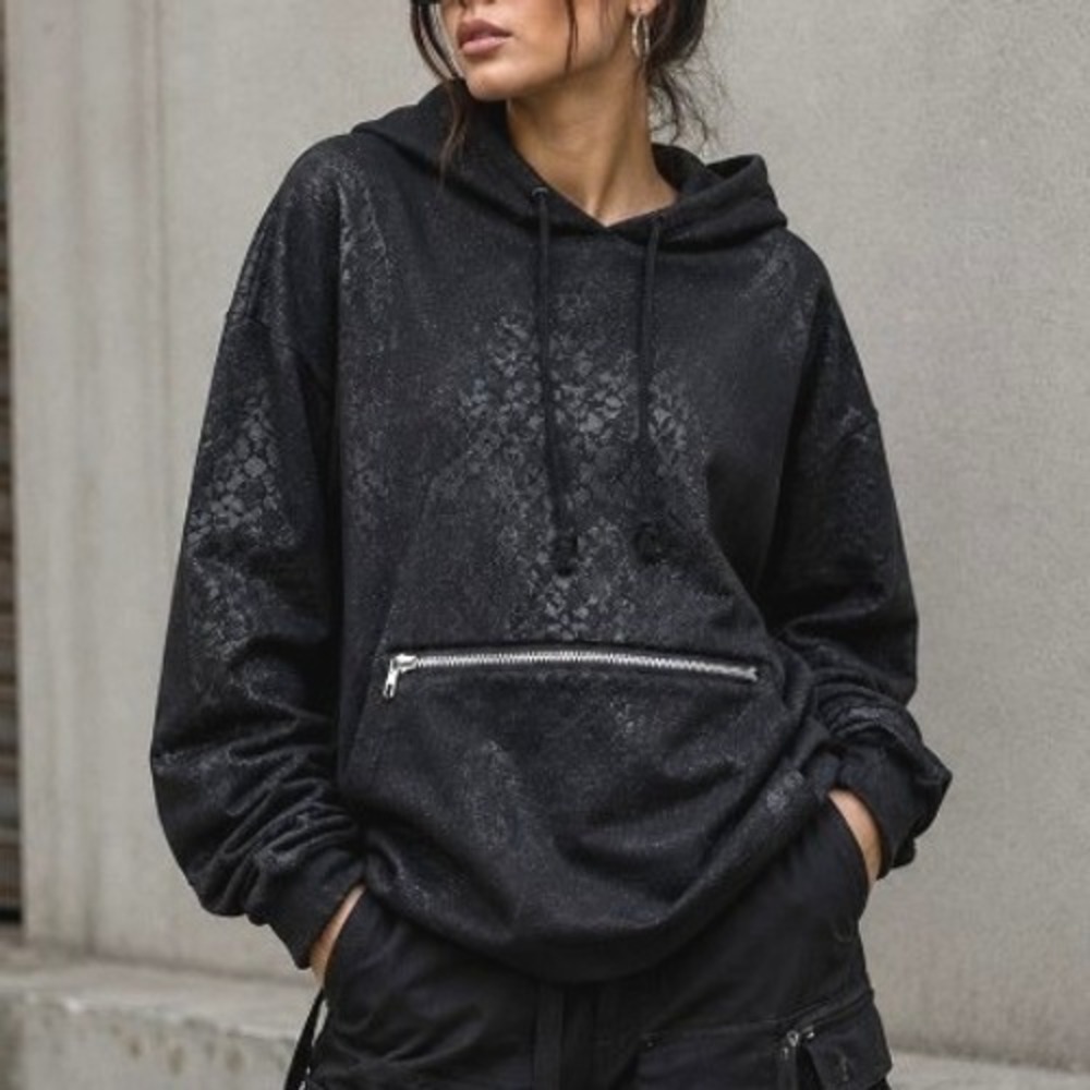 NWOT Nike Women's Black Can't Be Defeated Oversized Snake Pattern Hoodie XL